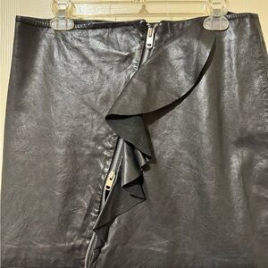 Walter Baker Asymmetrical Black Leather Skirt